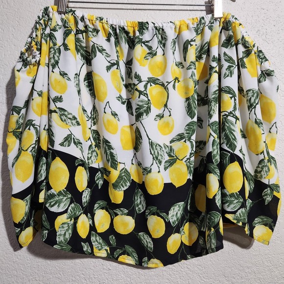 INC White Black & Yellow Flowy Tube Top w/Lemon Print All Over Sz. S - Picture 6 of 11